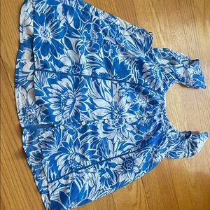 Sonoma Blue and White Floral Tank Top
